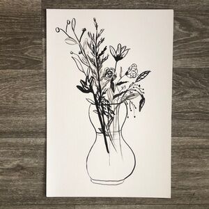 Black and White Floral Illustration